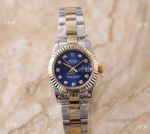 Replica Rolex Diamond Datejust 2-Tone Blue Face Watch 31mm Ladies